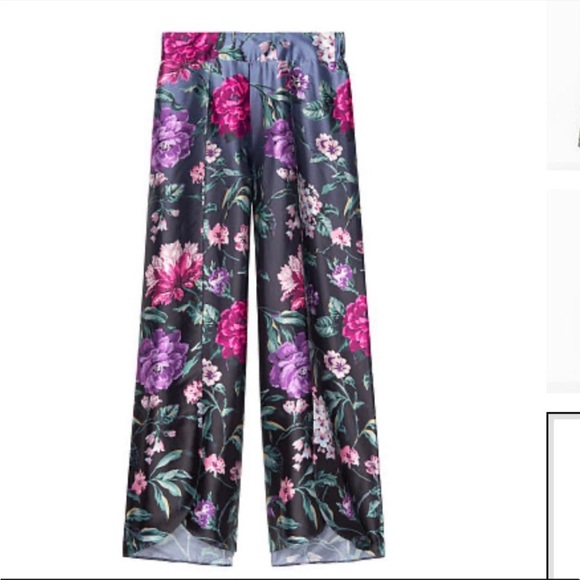VICTORIA SECRET Floral Satin WIDE LEG TULIP Pants PAJAMA BOTTOM LOUNGE LK NEW XL - Picture 3 of 13